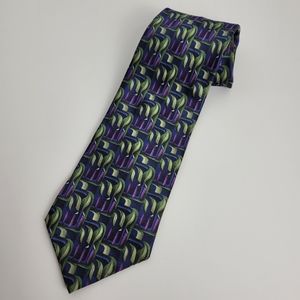 Vintage The Beatles Birthday 100% Silk Mens Neck Tie Purple Green Blue